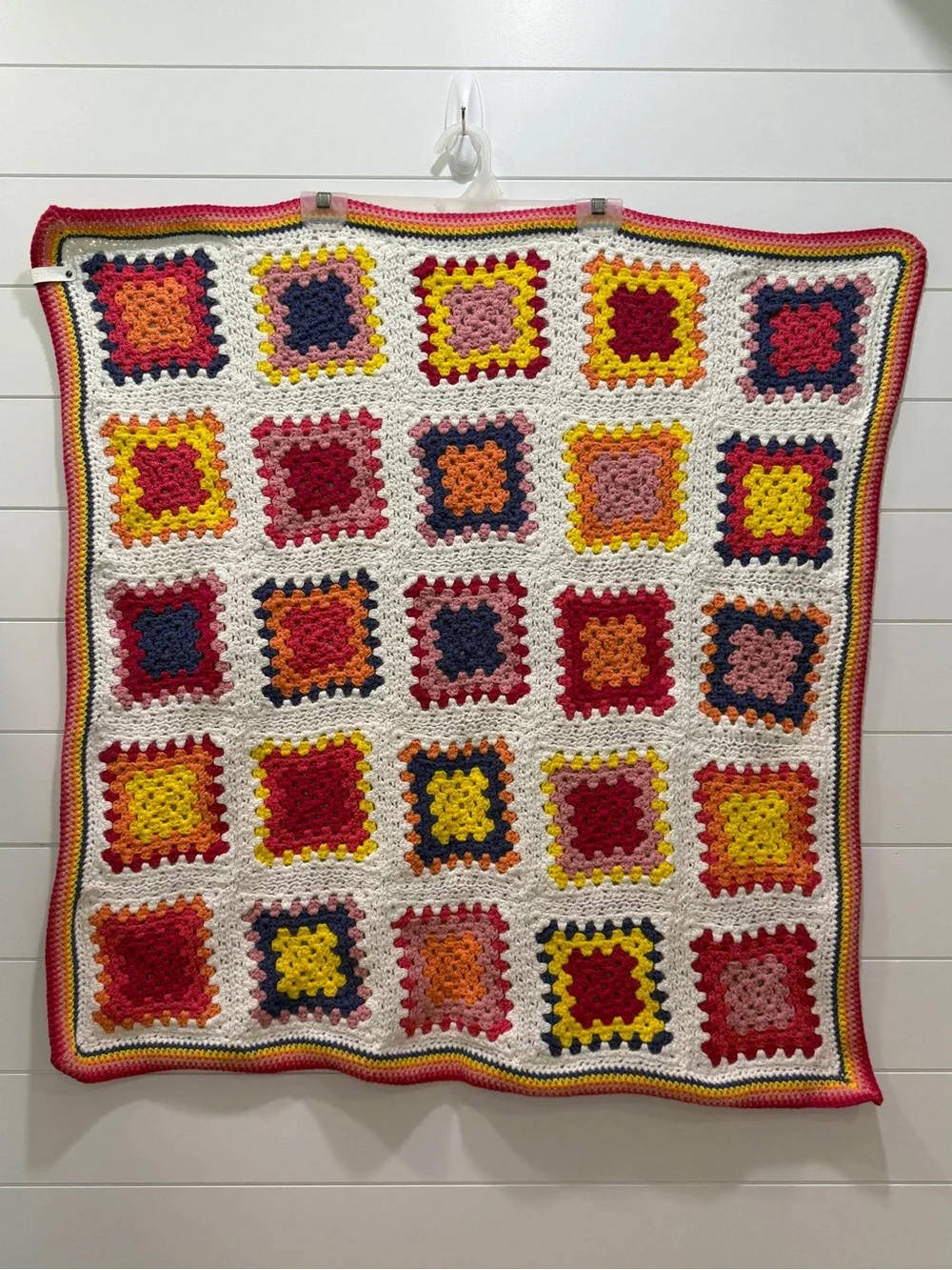 Handmade Crochet Granny Square Blanket - Multicolor